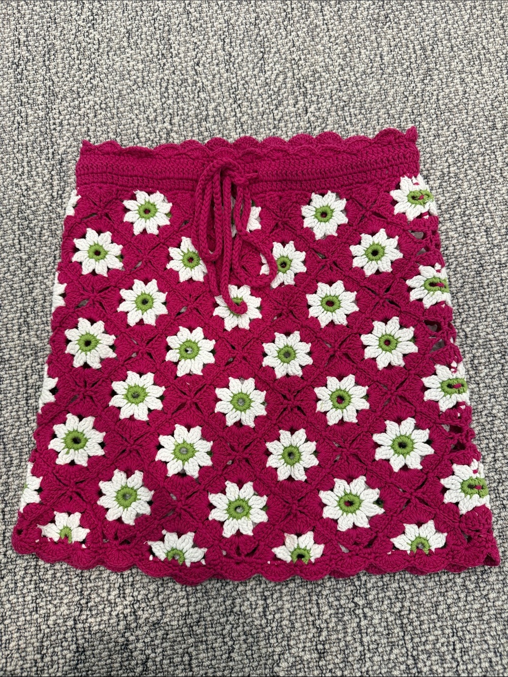 Lovers + Friends Pink Crochet Daisy Mini Skirt